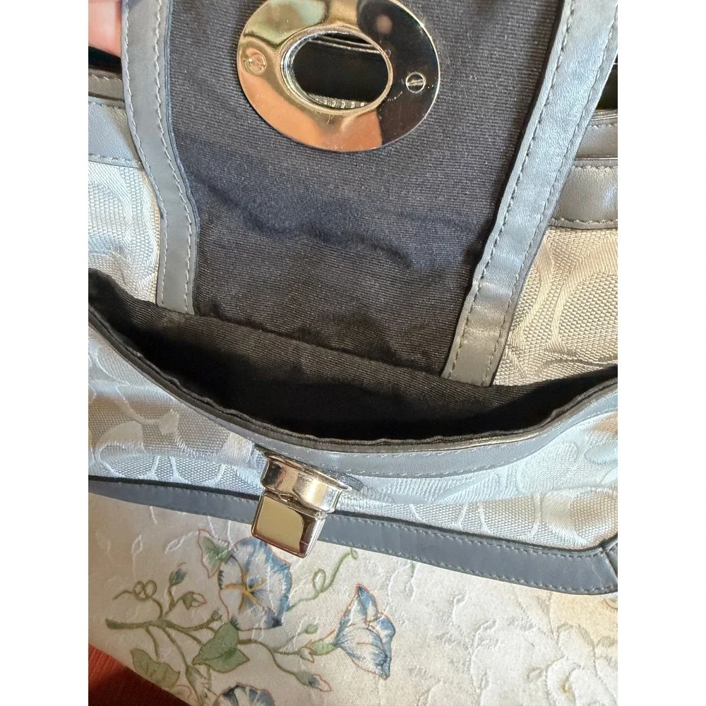 Coach Penelope Signature‎ Grey Jacquard Canvas Leather Shoulder Bag F14934